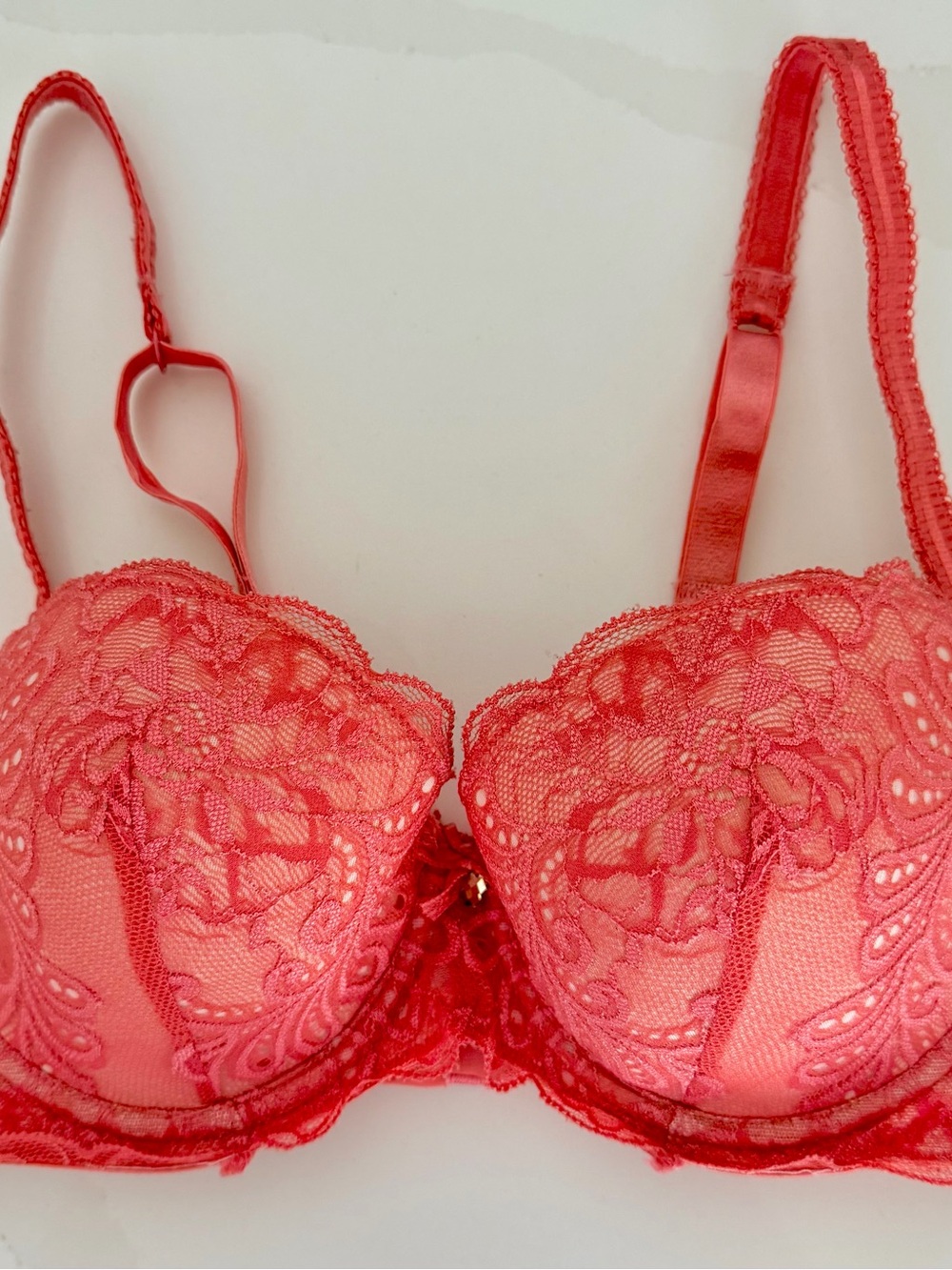 Le Mystere Coral Red Lace Underwire Bra